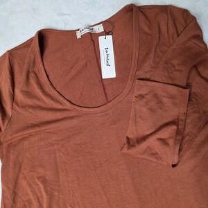 New Three Bird Nest Womens Large‎ Rust Orange Constance Ruffle Dress Tunic Boho